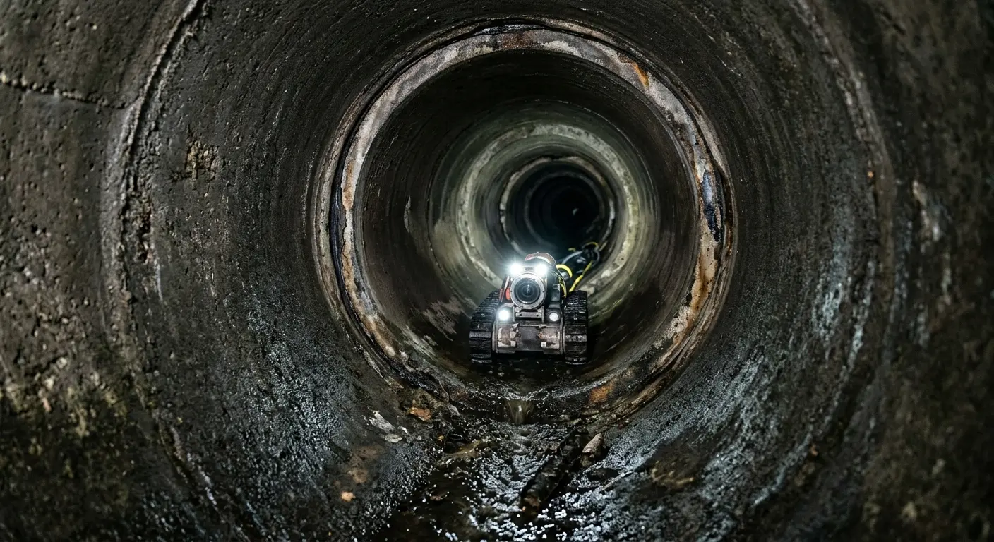 Robotic sewer camera inspecting pipe interior for Drain Snake Service in Lansdowne